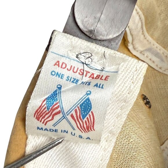 John Deere Vintage Suede Adjustable Snapback Hat 1970s Made In USA Tan & Brown S - Picture 6 of 7